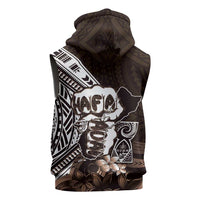 Hafa Adai Guam Discovery Day Sleeveless Zip Hoodie Chamorro Latte Stone Hand Brown Version LT14 - Polynesian Pride