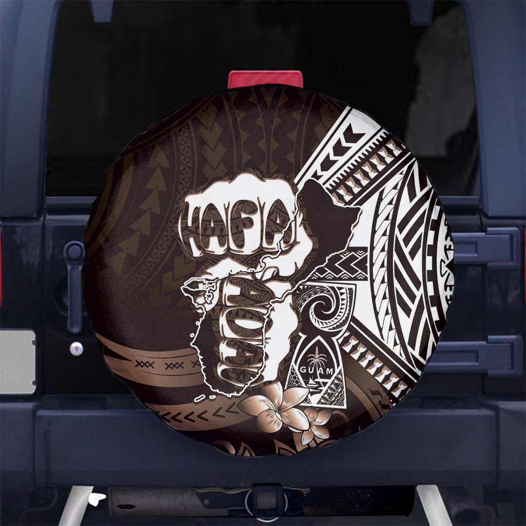 Hafa Adai Guam Discovery Day Spare Tire Cover Chamorro Latte Stone Hand Brown Version LT14 No hole Brown - Polynesian Pride