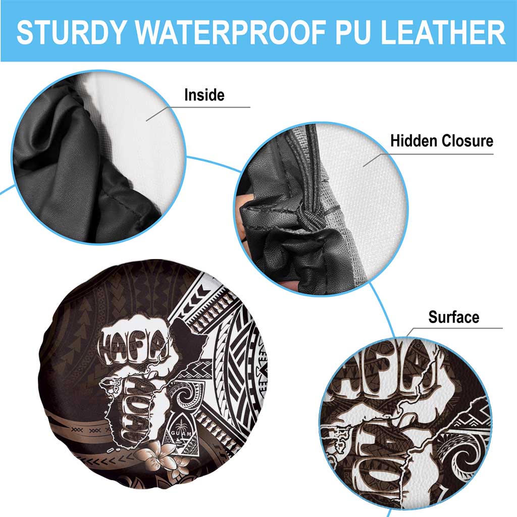 Hafa Adai Guam Discovery Day Spare Tire Cover Chamorro Latte Stone Hand Brown Version LT14 - Polynesian Pride