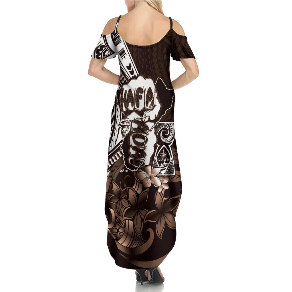 Hafa Adai Guam Discovery Day Summer Maxi Dress Chamorro Latte Stone Hand Brown Version LT14 - Polynesian Pride
