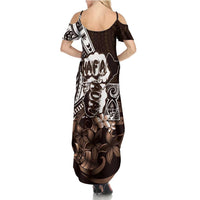 Hafa Adai Guam Discovery Day Summer Maxi Dress Chamorro Latte Stone Hand Brown Version LT14 - Polynesian Pride