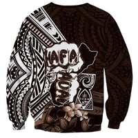 Hafa Adai Guam Discovery Day Sweatshirt Chamorro Latte Stone Hand Brown Version LT14 - Polynesian Pride