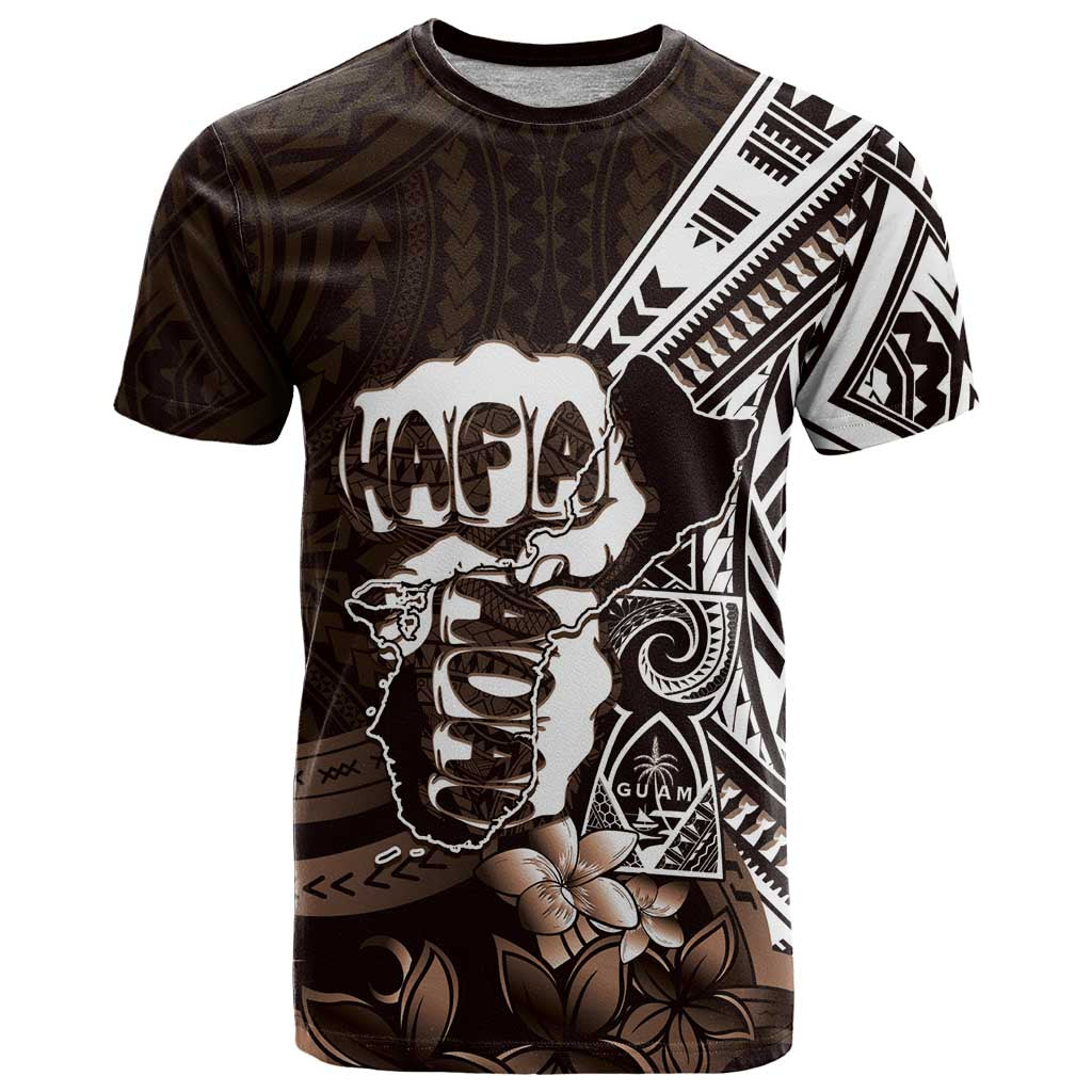 Hafa Adai Guam Discovery Day T Shirt Chamorro Latte Stone Hand Brown Version LT14 Brown - Polynesian Pride