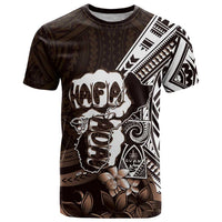 Hafa Adai Guam Discovery Day T Shirt Chamorro Latte Stone Hand Brown Version LT14 Brown - Polynesian Pride