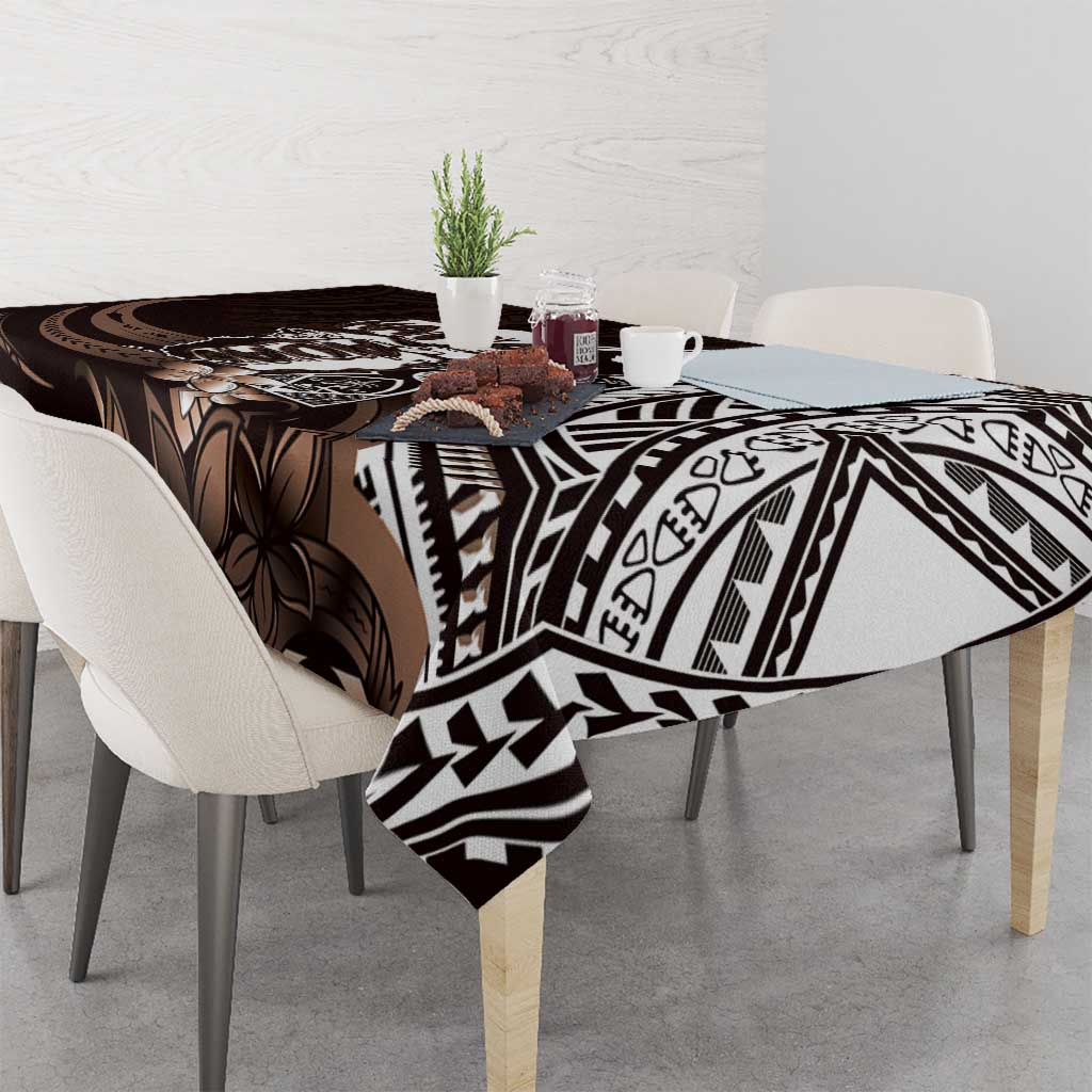Hafa Adai Guam Discovery Day Tablecloth Chamorro Latte Stone Hand Brown Version