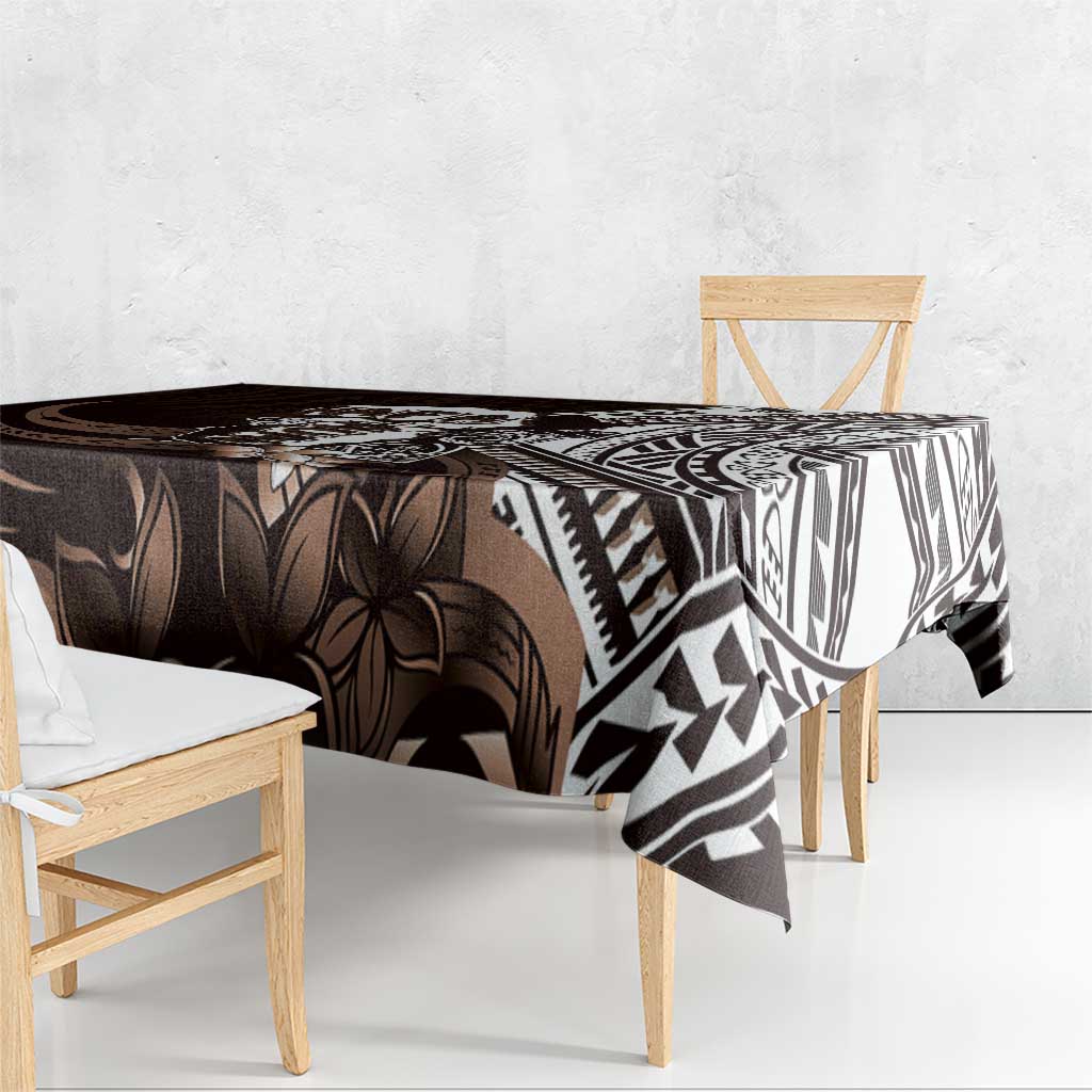 Hafa Adai Guam Discovery Day Tablecloth Chamorro Latte Stone Hand Brown Version
