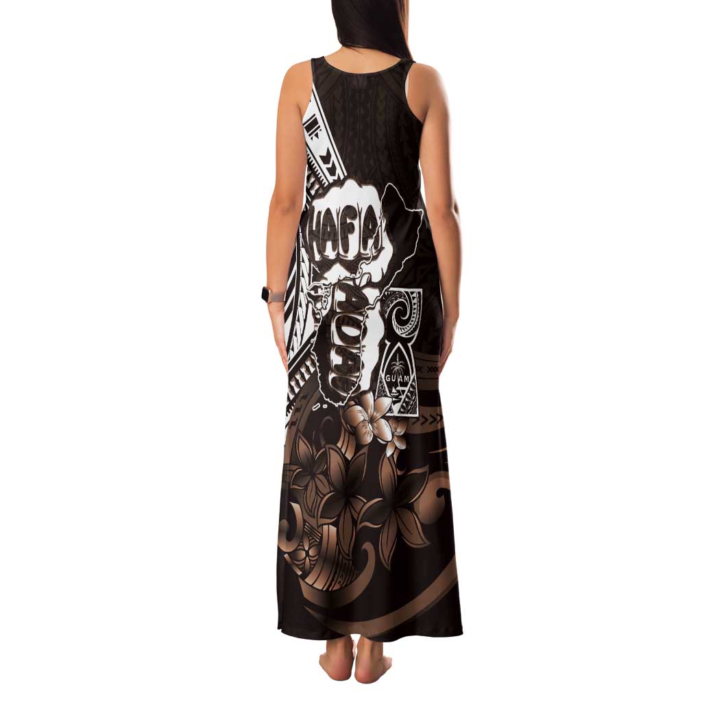 Hafa Adai Guam Discovery Day Tank Maxi Dress Chamorro Latte Stone Hand Brown Version LT14 - Polynesian Pride