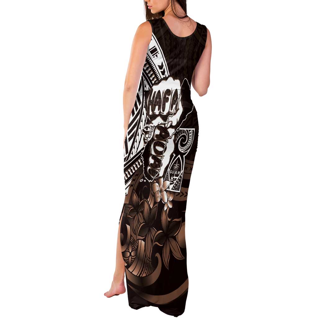 Hafa Adai Guam Discovery Day Tank Maxi Dress Chamorro Latte Stone Hand Brown Version LT14 - Polynesian Pride