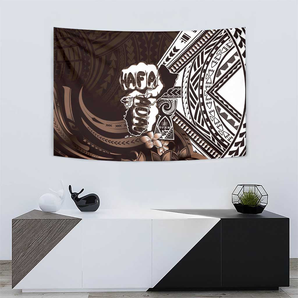Hafa Adai Guam Discovery Day Tapestry Chamorro Latte Stone Hand Brown Version LT14 - Polynesian Pride