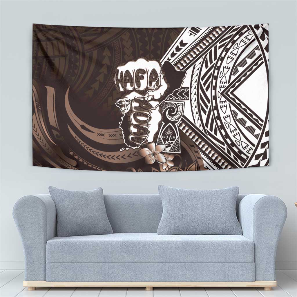 Hafa Adai Guam Discovery Day Tapestry Chamorro Latte Stone Hand Brown Version LT14 - Polynesian Pride