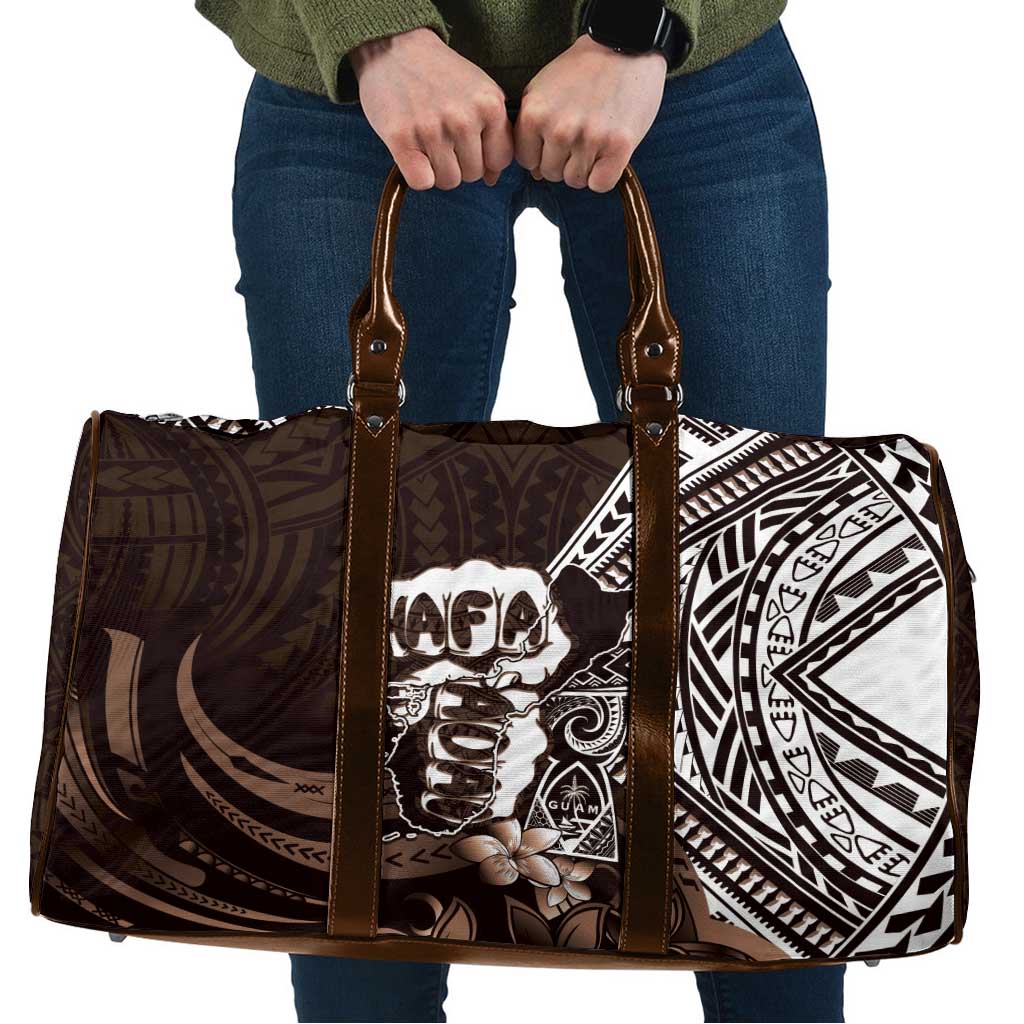 Hafa Adai Guam Discovery Day Travel Bag Chamorro Latte Stone Hand Brown Version LT14 Brown - Polynesian Pride