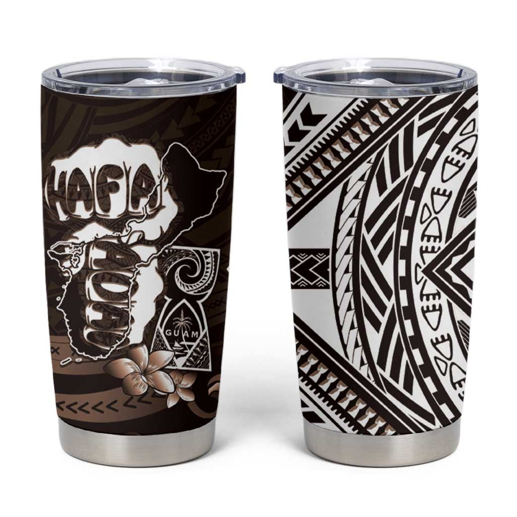 Hafa Adai Guam Discovery Day Tumbler Cup Chamorro Latte Stone Hand Brown Version LT14 Brown - Polynesian Pride