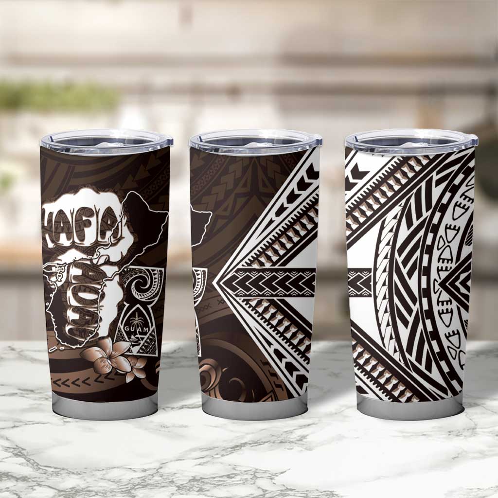 Hafa Adai Guam Discovery Day Tumbler Cup Chamorro Latte Stone Hand Brown Version LT14 - Polynesian Pride