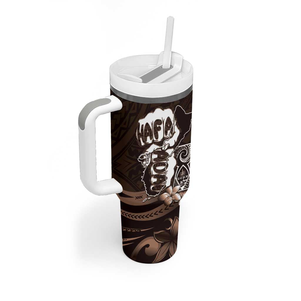 Hafa Adai Guam Discovery Day Tumbler With Handle Chamorro Latte Stone Hand Brown Version LT14 - Polynesian Pride