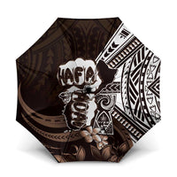 Hafa Adai Guam Discovery Day Umbrella Chamorro Latte Stone Hand Brown Version LT14 One Size Folded 11.42 inch Opened Diameter 37.4 inch Brown - Polynesian Pride