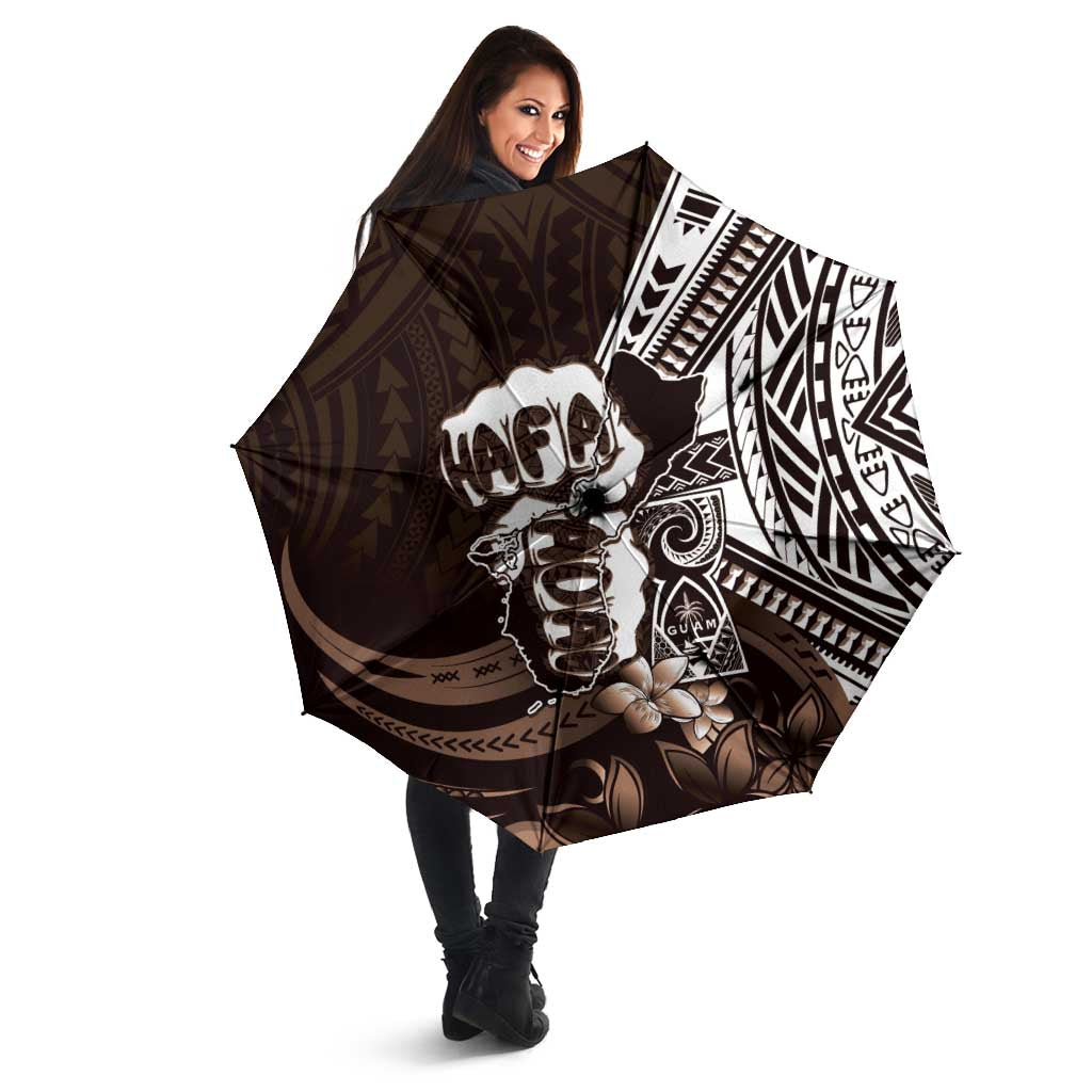 Hafa Adai Guam Discovery Day Umbrella Chamorro Latte Stone Hand Brown Version LT14 - Polynesian Pride