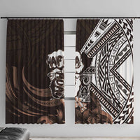 Hafa Adai Guam Discovery Day Window Curtain Chamorro Latte Stone Hand Brown Version LT14 With Hooks Brown - Polynesian Pride