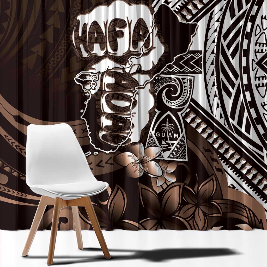 Hafa Adai Guam Discovery Day Window Curtain Chamorro Latte Stone Hand Brown Version LT14 - Polynesian Pride