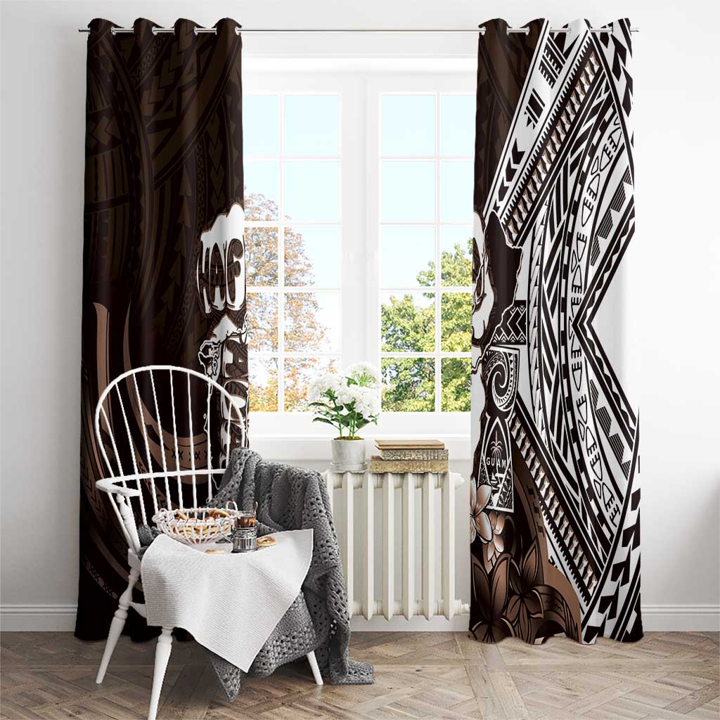 Hafa Adai Guam Discovery Day Window Curtain Chamorro Latte Stone Hand Brown Version LT14 - Polynesian Pride