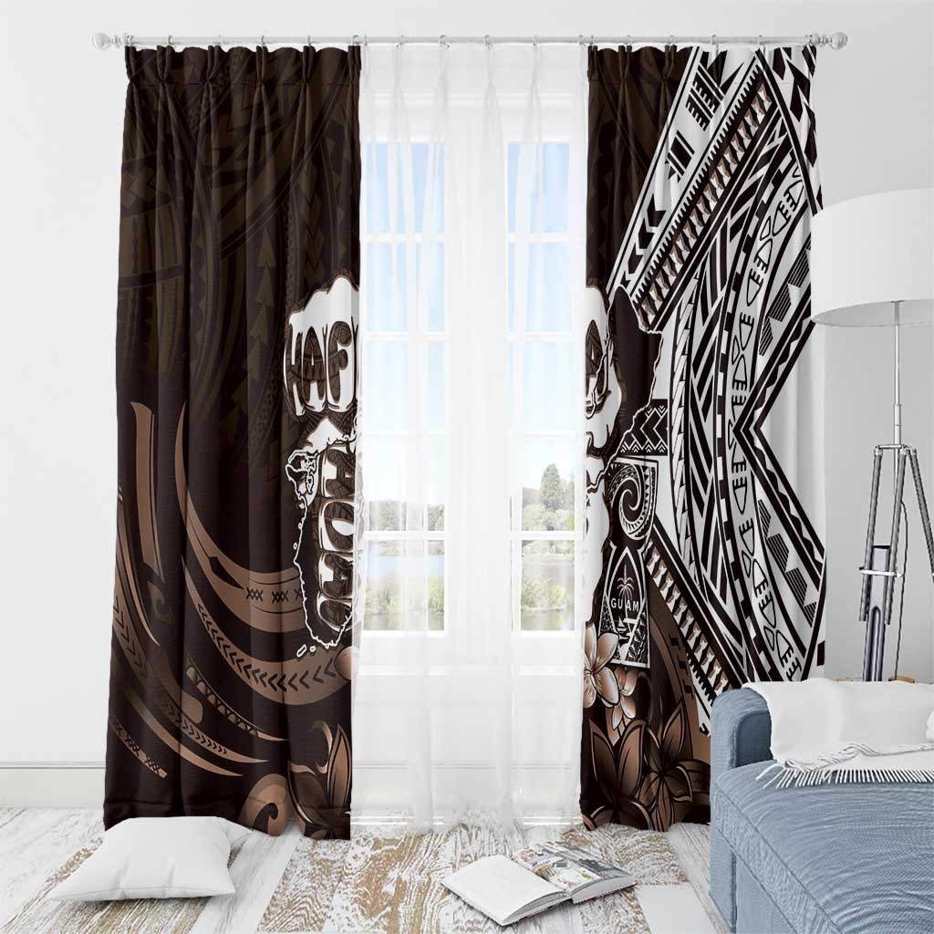 Hafa Adai Guam Discovery Day Window Curtain Chamorro Latte Stone Hand Brown Version LT14 - Polynesian Pride