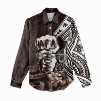 Hafa Adai Guam Discovery Day Women Casual Shirt Chamorro Latte Stone Hand Brown Version LT14 - Polynesian Pride