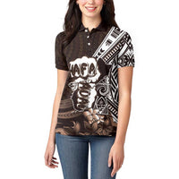 Hafa Adai Guam Discovery Day Women Polo Shirt Chamorro Latte Stone Hand Brown Version