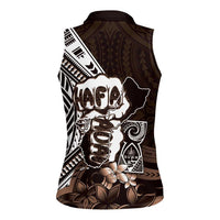Hafa Adai Guam Discovery Day Women Sleeveless Polo Shirt Chamorro Latte Stone Hand Brown Version LT14 - Polynesian Pride