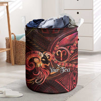 Personalised Polynesia Zodiac Aries Laundry Basket Galaxy Polynesian Pattern Chest Tattoo Style LT14 Red - Polynesian Pride