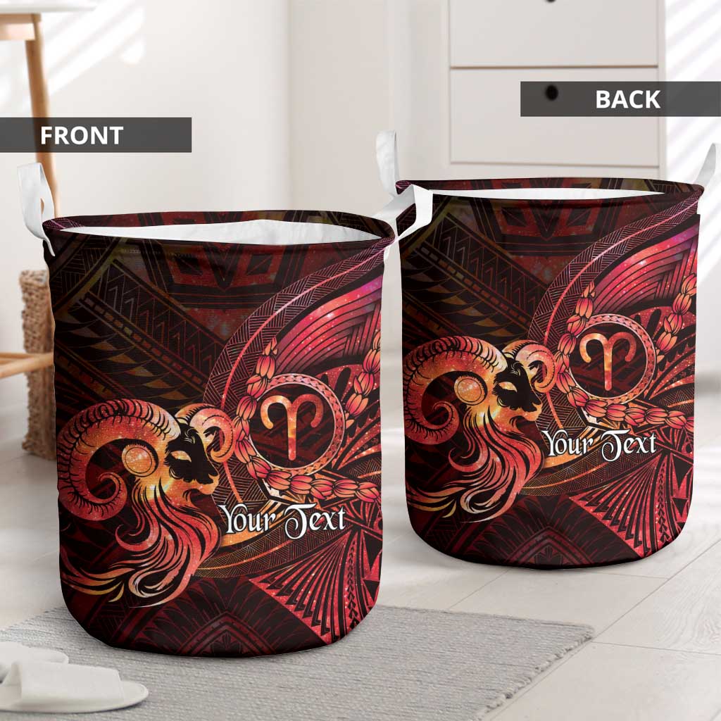 Personalised Polynesia Zodiac Aries Laundry Basket Galaxy Polynesian Pattern Chest Tattoo Style LT14 - Polynesian Pride
