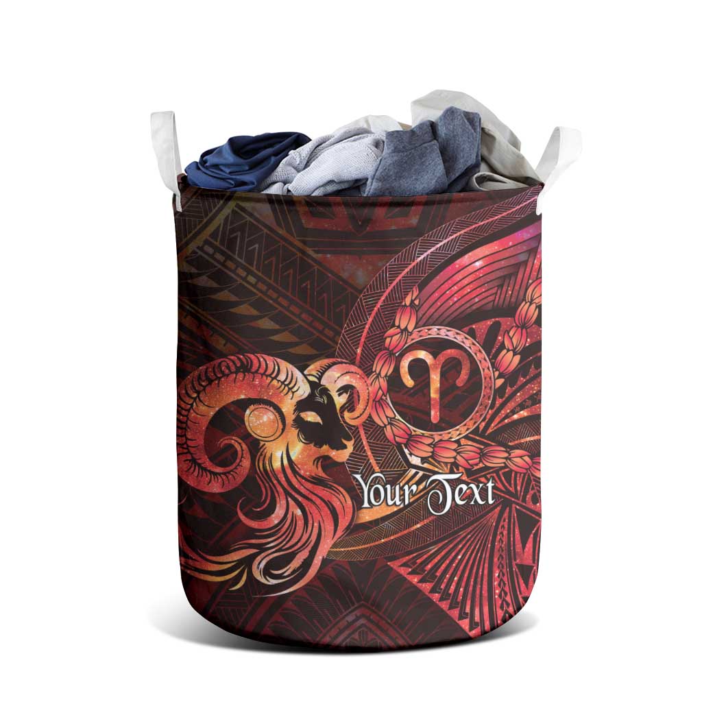 Personalised Polynesia Zodiac Aries Laundry Basket Galaxy Polynesian Pattern Chest Tattoo Style LT14 - Polynesian Pride