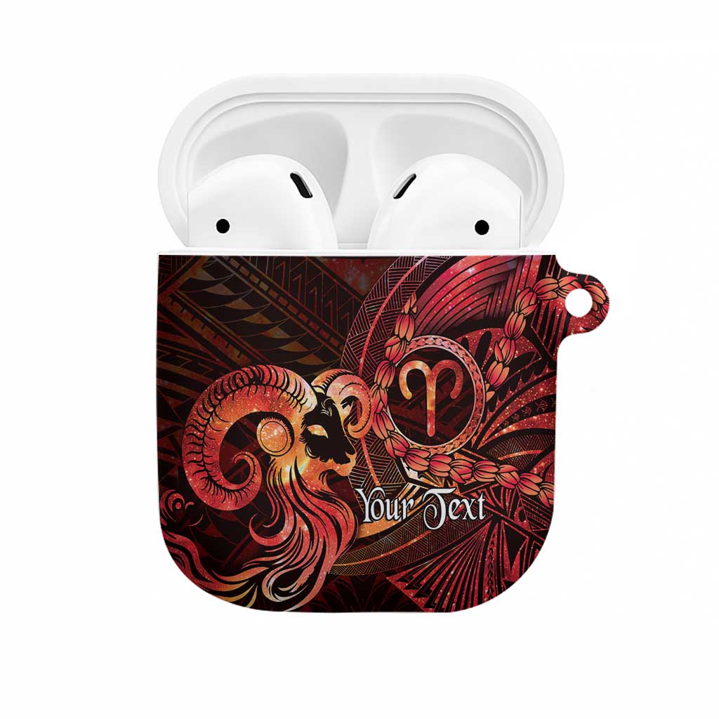 Personalised Polynesia Zodiac Aries AirPods Case Galaxy Polynesian Pattern Chest Tattoo Style LT14 Red - Polynesian Pride