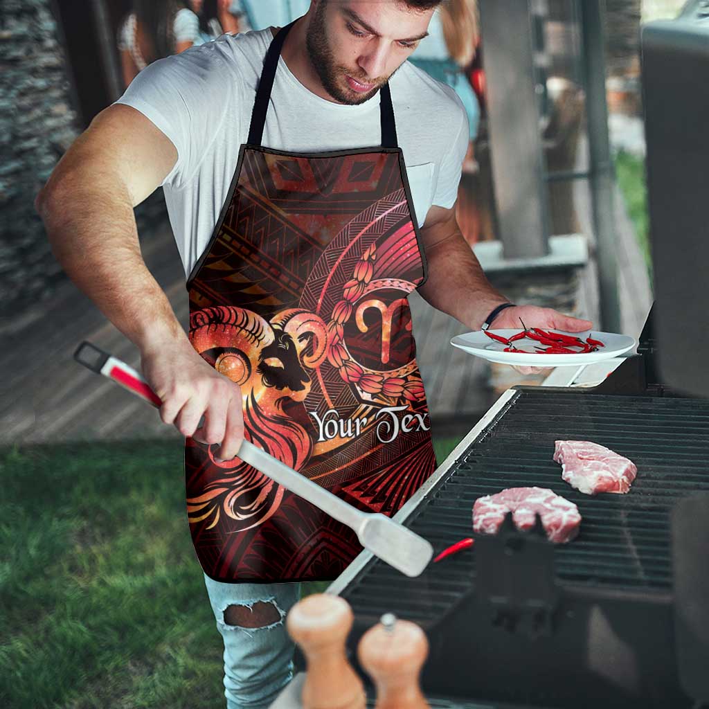 Personalised Polynesia Zodiac Aries Apron Galaxy Polynesian Pattern Chest Tattoo Style LT14 - Polynesian Pride