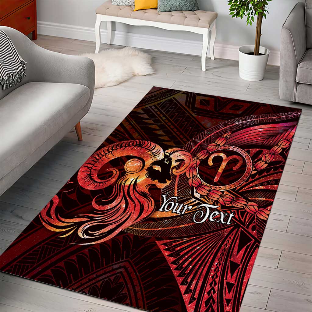 Personalised Polynesia Zodiac Aries Area Rug Galaxy Polynesian Pattern Chest Tattoo Style