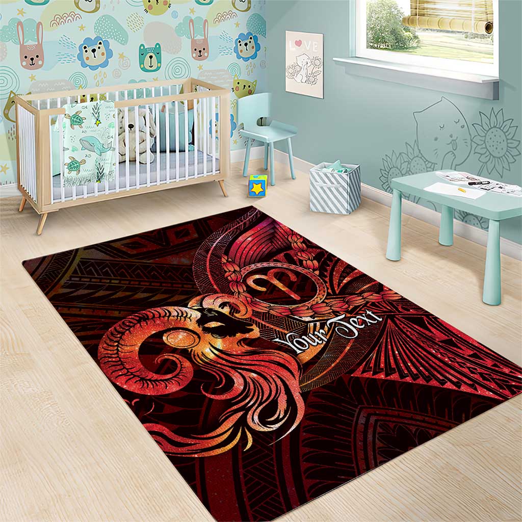 Personalised Polynesia Zodiac Aries Area Rug Galaxy Polynesian Pattern Chest Tattoo Style