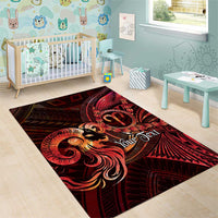 Personalised Polynesia Zodiac Aries Area Rug Galaxy Polynesian Pattern Chest Tattoo Style