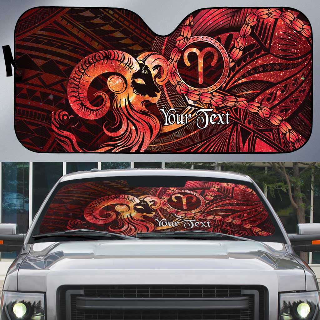 Personalised Polynesia Zodiac Aries Auto Sun Shade Galaxy Polynesian Pattern Chest Tattoo Style LT14 Red - Polynesian Pride