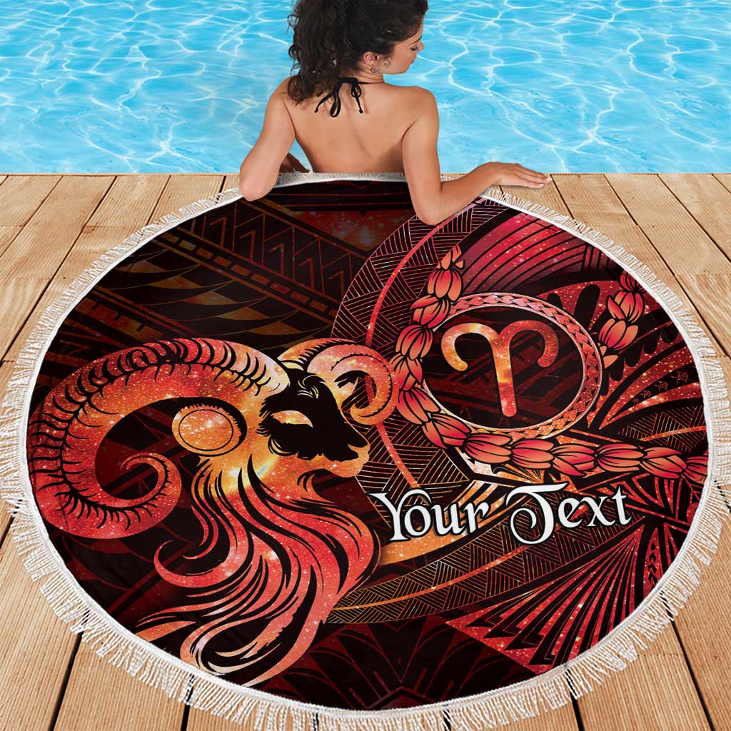 Personalised Polynesia Zodiac Aries Beach Blanket Galaxy Polynesian Pattern Chest Tattoo Style LT14 - Polynesian Pride