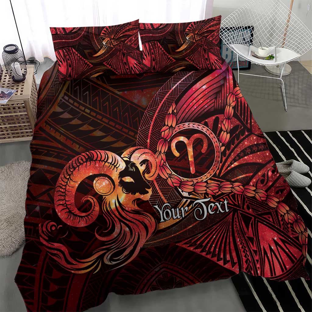 Personalised Polynesia Zodiac Aries Bedding Set Galaxy Polynesian Pattern Chest Tattoo Style LT14 - Polynesian Pride