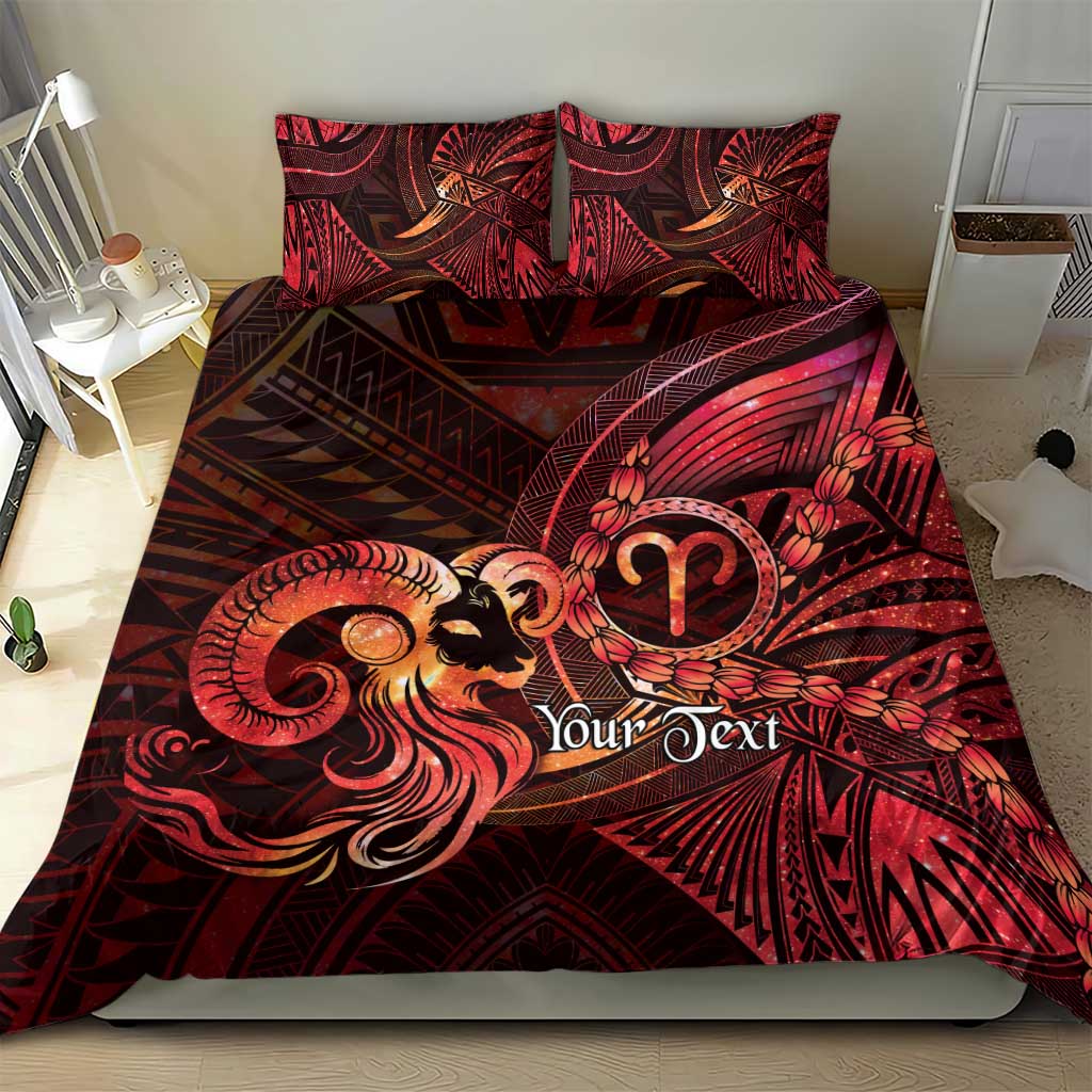 Personalised Polynesia Zodiac Aries Bedding Set Galaxy Polynesian Pattern Chest Tattoo Style LT14 - Polynesian Pride