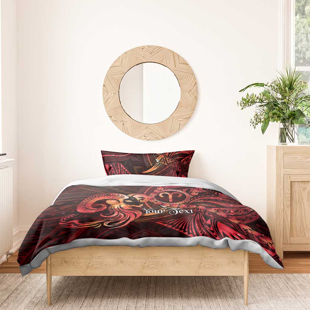 Personalised Polynesia Zodiac Aries Bedding Set Galaxy Polynesian Pattern Chest Tattoo Style LT14 - Polynesian Pride