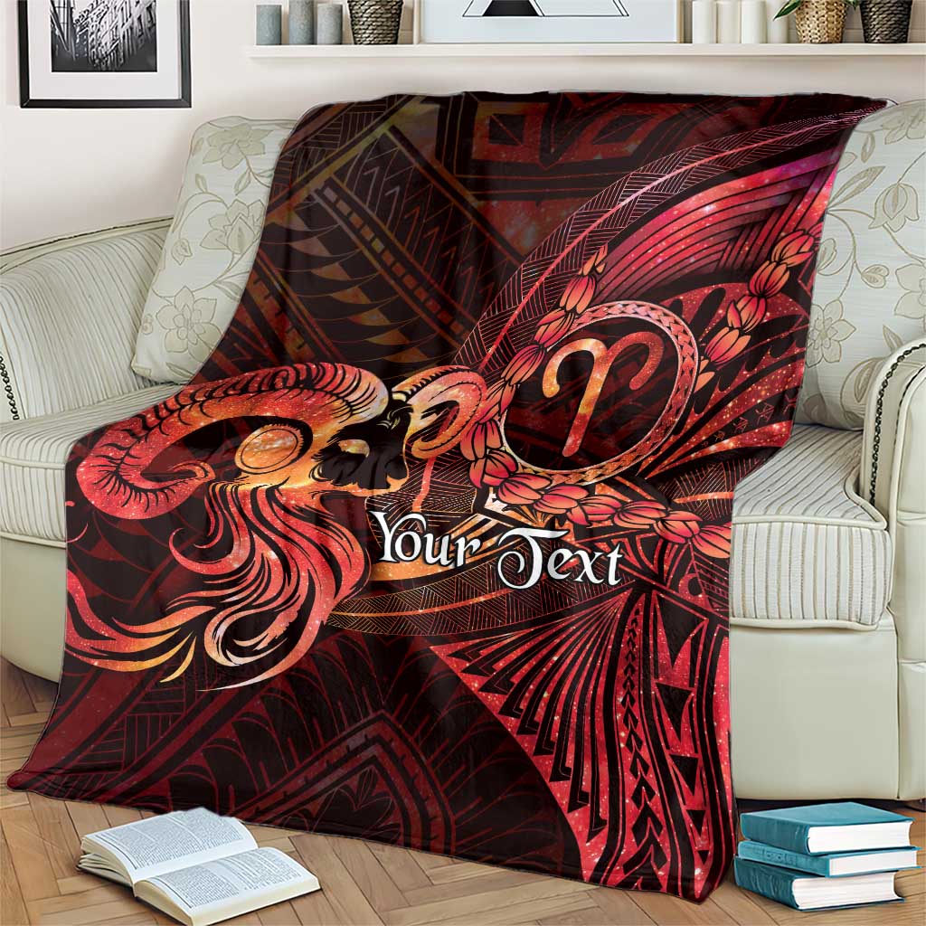 Personalised Polynesia Zodiac Aries Blanket Galaxy Polynesian Pattern Chest Tattoo Style LT14 - Polynesian Pride