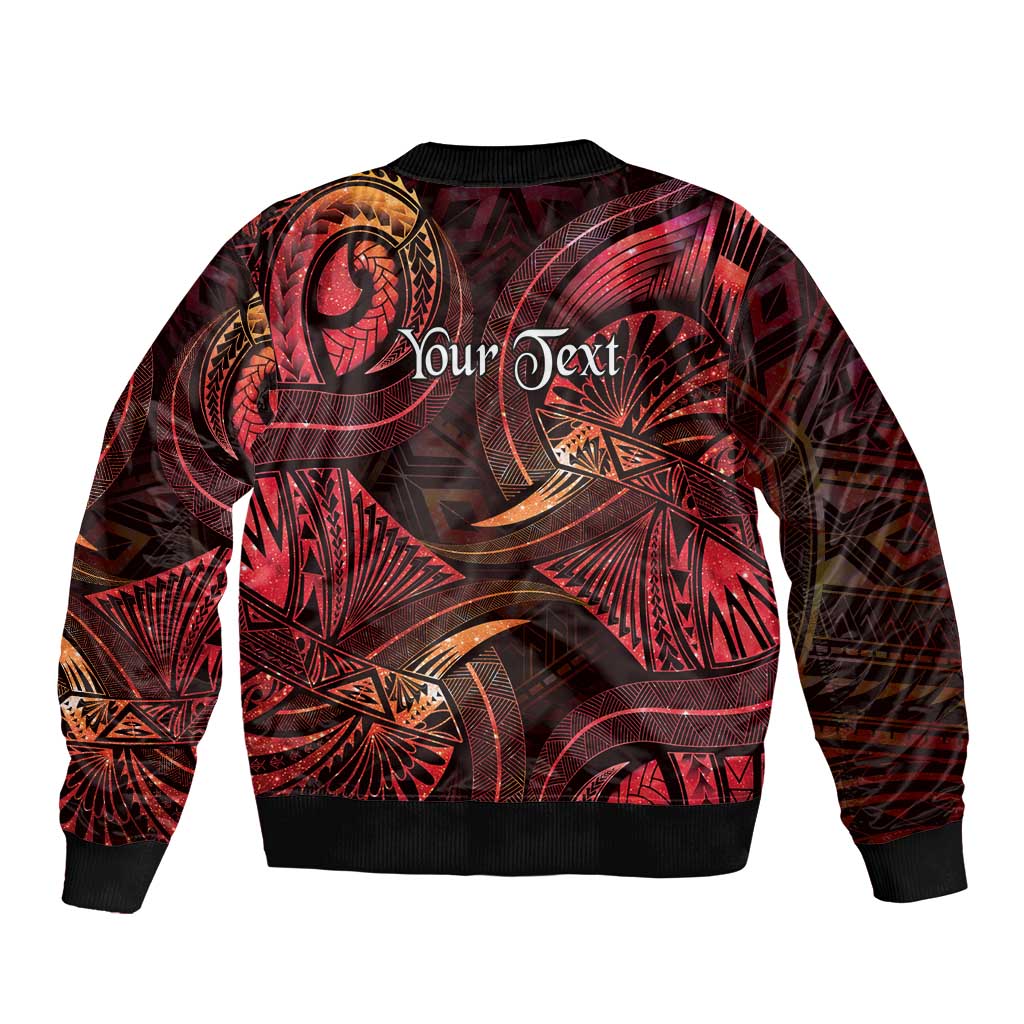 Personalised Polynesia Zodiac Aries Bomber Jacket Galaxy Polynesian Pattern Chest Tattoo Style LT14 - Polynesian Pride