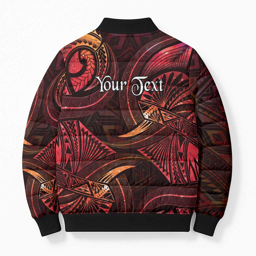 Personalised Polynesia Zodiac Aries Bomber Puffer Jacket Galaxy Polynesian Pattern Chest Tattoo Style