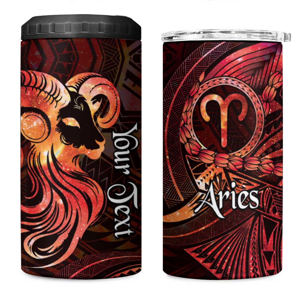 Personalised Polynesia Zodiac Aries 4 in 1 Can Cooler Tumbler Galaxy Polynesian Pattern Chest Tattoo Style
