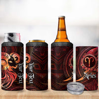 Personalised Polynesia Zodiac Aries 4 in 1 Can Cooler Tumbler Galaxy Polynesian Pattern Chest Tattoo Style