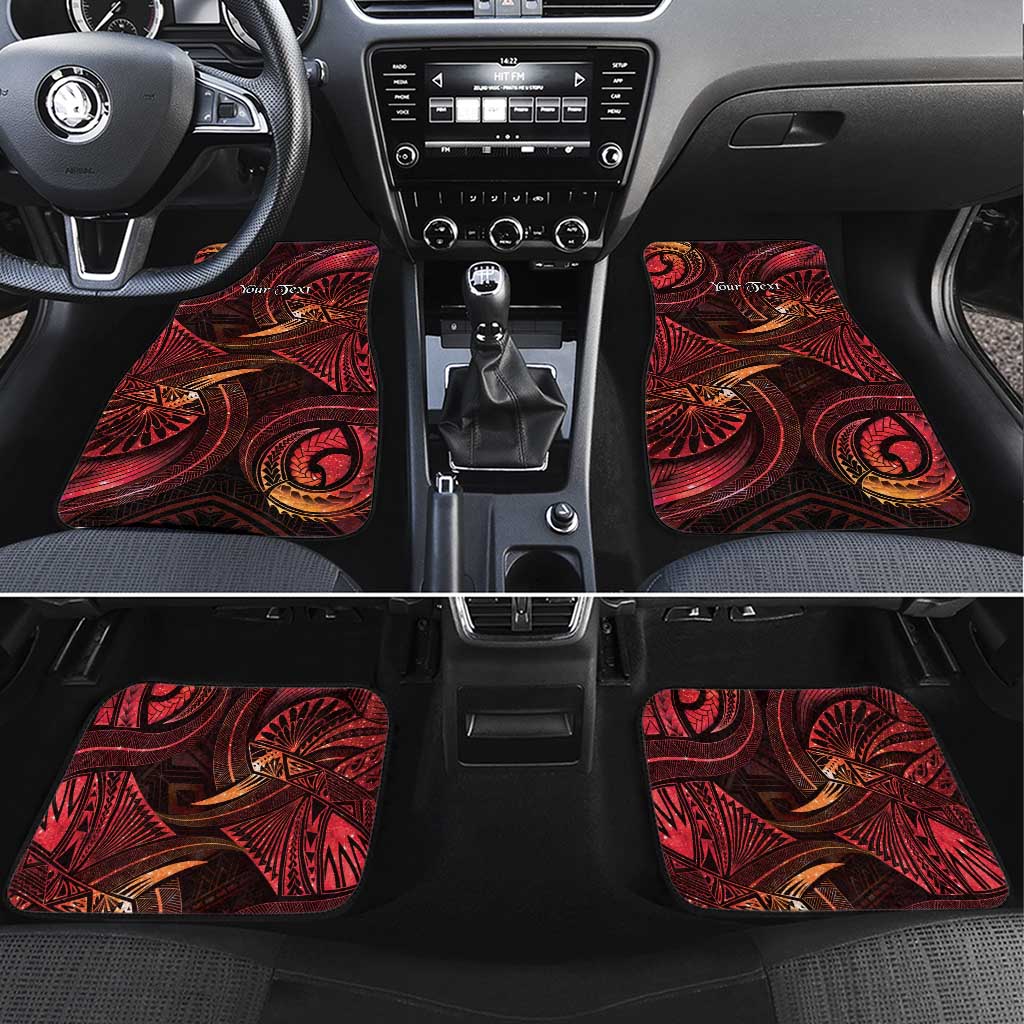 Personalised Polynesia Zodiac Aries Car Mats Galaxy Polynesian Pattern Chest Tattoo Style LT14 Set 4pcs Red - Polynesian Pride