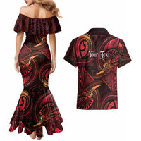 Personalised Polynesia Zodiac Aries Couples Matching Mermaid Dress and Hawaiian Shirt Galaxy Polynesian Pattern Chest Tattoo Style LT14 - Polynesian Pride