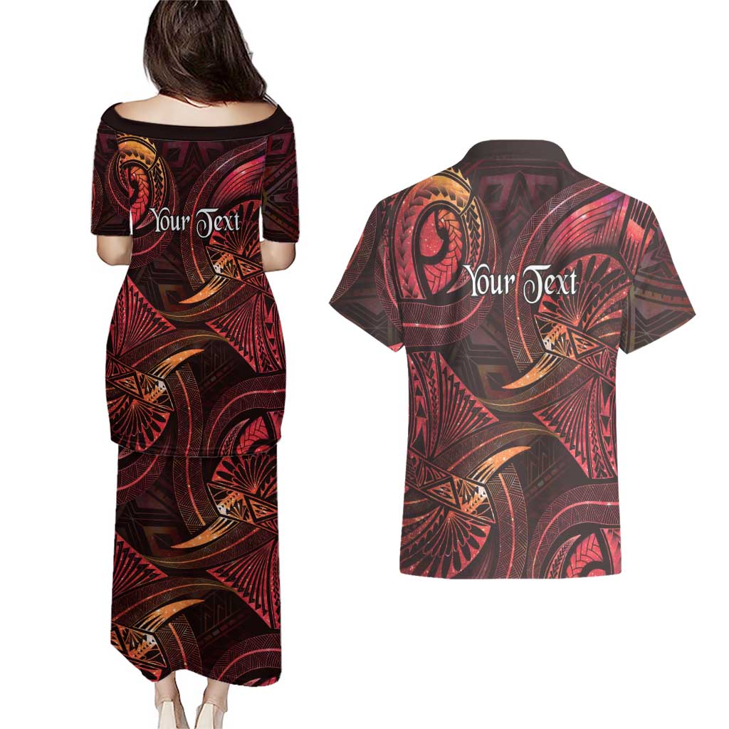 Personalised Polynesia Zodiac Aries Couples Matching Puletasi and Hawaiian Shirt Galaxy Polynesian Pattern Chest Tattoo Style LT14 - Polynesian Pride