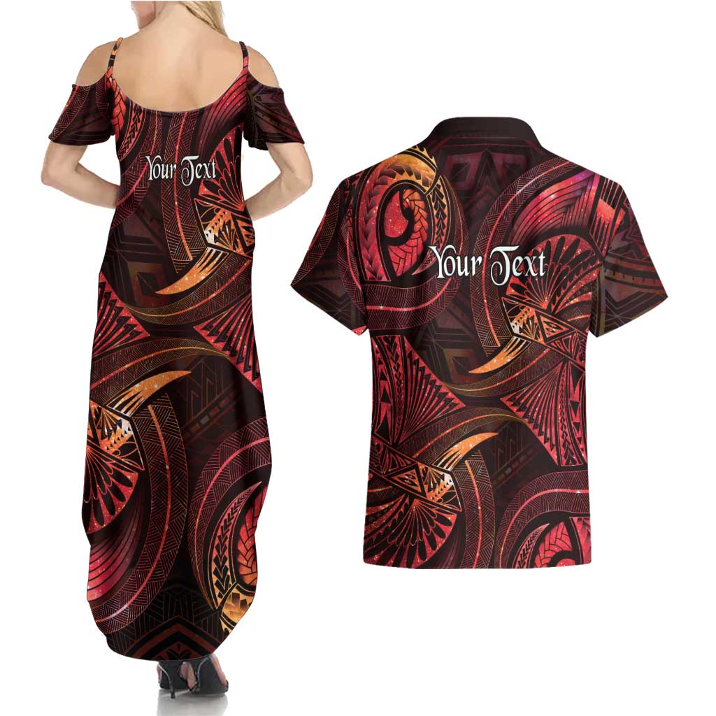 Personalised Polynesia Zodiac Aries Couples Matching Summer Maxi Dress and Hawaiian Shirt Galaxy Polynesian Pattern Chest Tattoo Style LT14 - Polynesian Pride