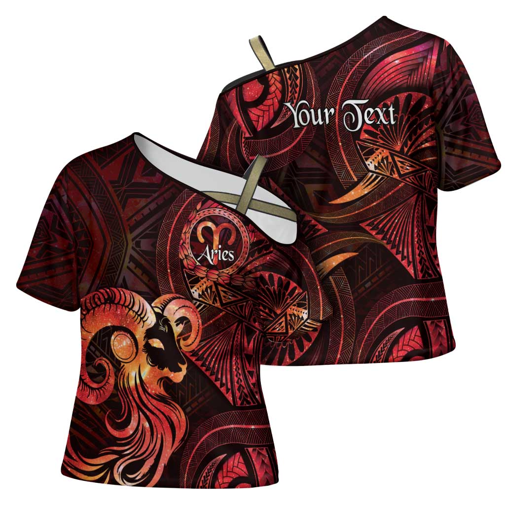 Personalised Polynesia Zodiac Aries Cross Shoulder Shirt Galaxy Polynesian Pattern Chest Tattoo Style LT14 - Polynesian Pride